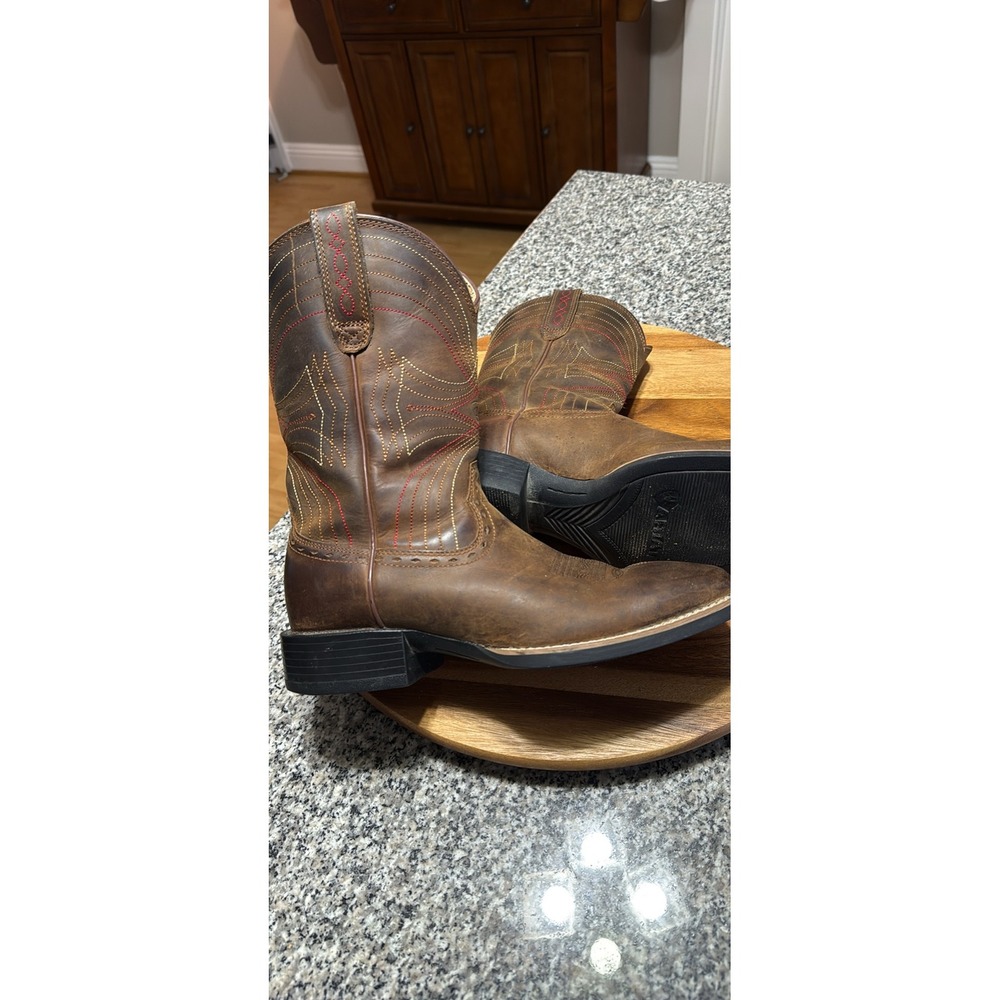 Ariat Sport Square Toe Western Boots Mens 7.5D Brown Good Leather 10010963